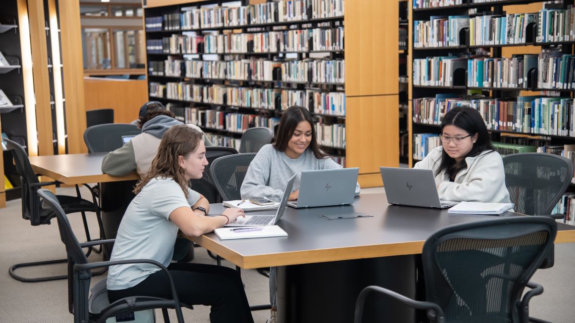 Students studying in the library 