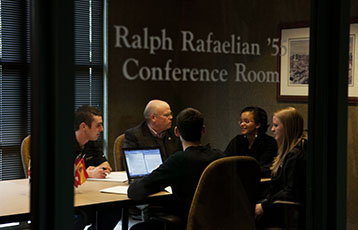 Students, leaders at the John H. Chafee Center for International Business