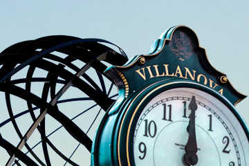 The Bryant globe and a Villanova clock.