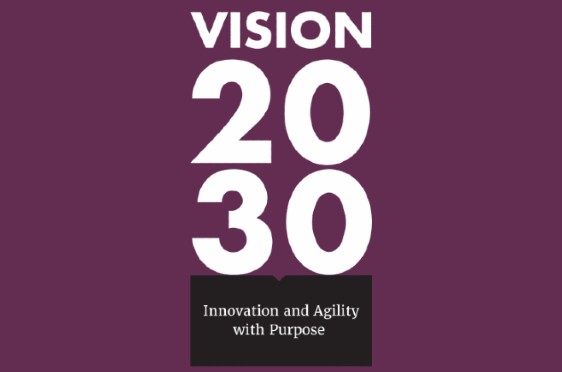 Vision 2030 icon on purple background