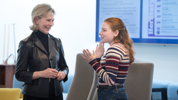 D. Ellen Wilson '79, founder of the Ellen Wilson Women's Leadership Institute, shared her path and insights with students at Bryant in March 2022.